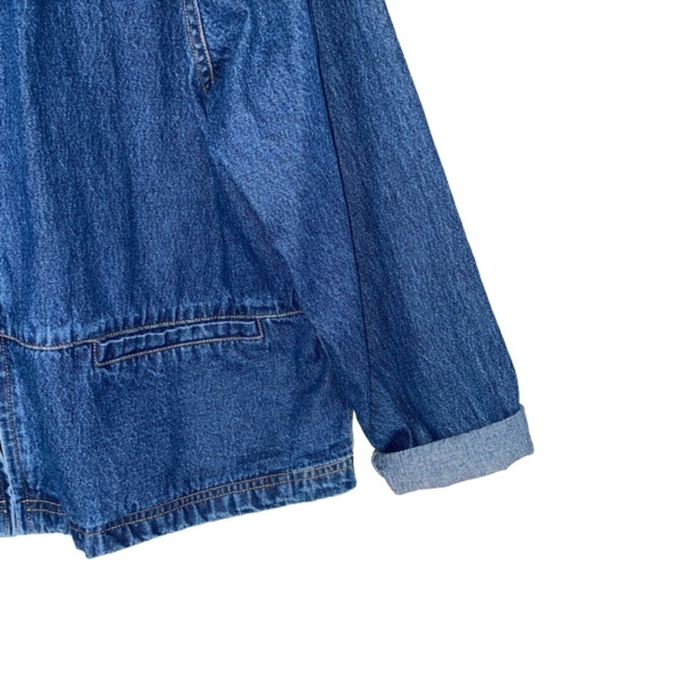 CARRIE ALLEN Denim Jacket Vintage Beaded Suede Long Sleeve Blue/Tan Women Size L - Picture 6 of 14